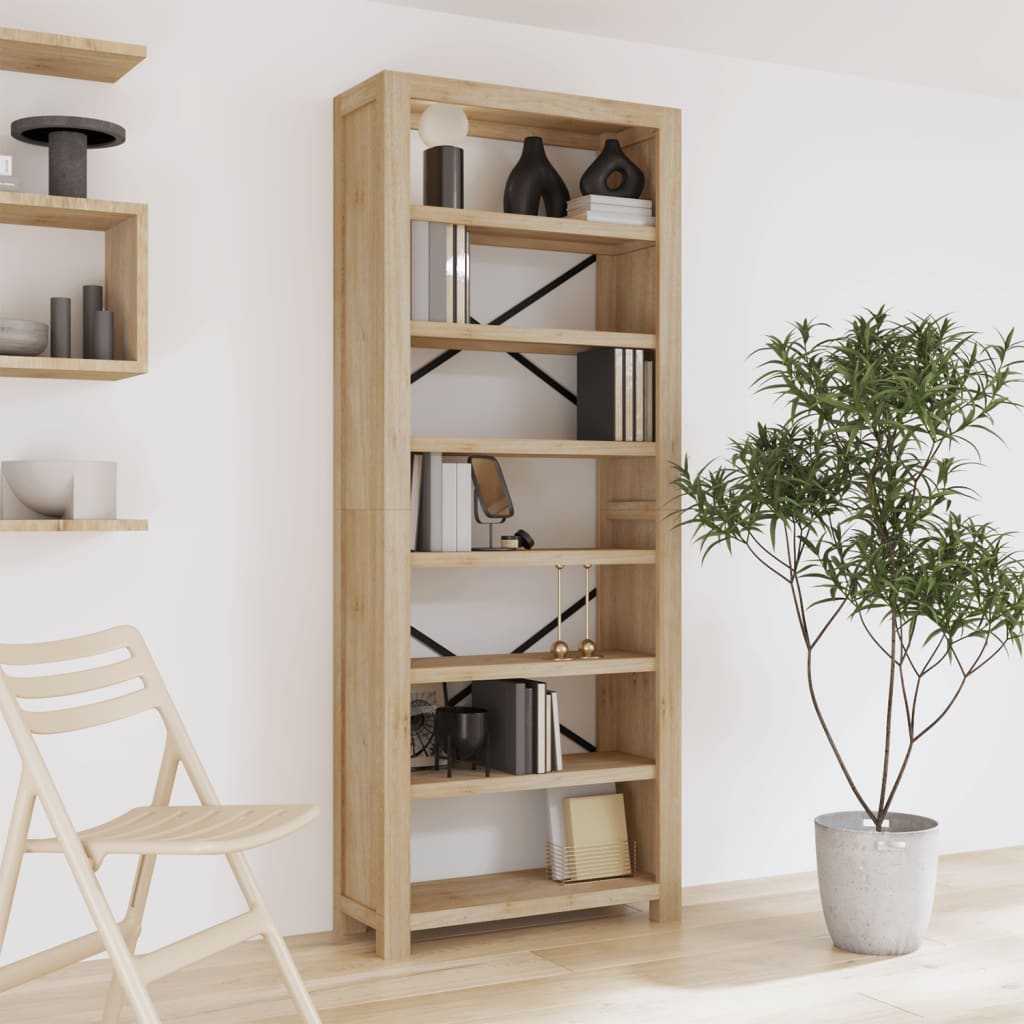 7 - Tier Bookcase 80x30x200 cm Solid Wood Acacia - Newstart Furniture