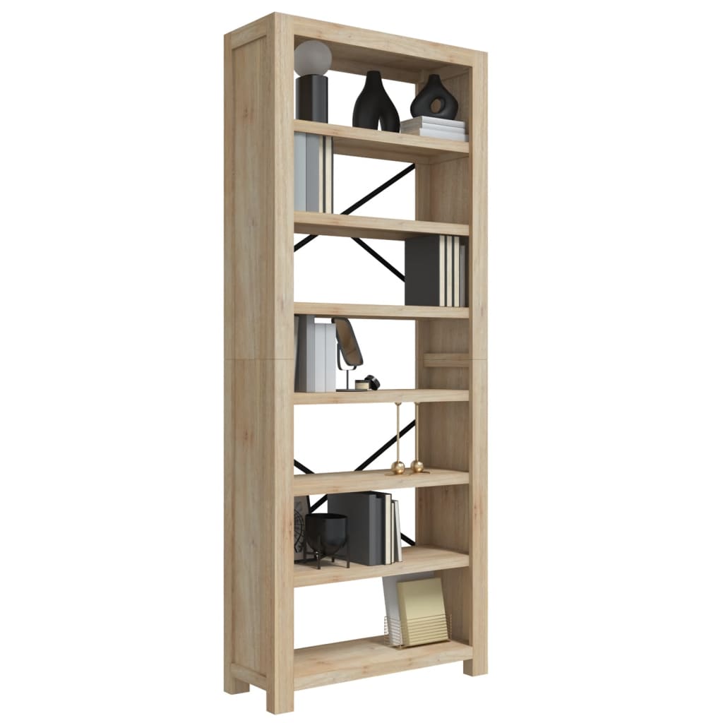 7 - Tier Bookcase 80x30x200 cm Solid Wood Acacia - Newstart Furniture