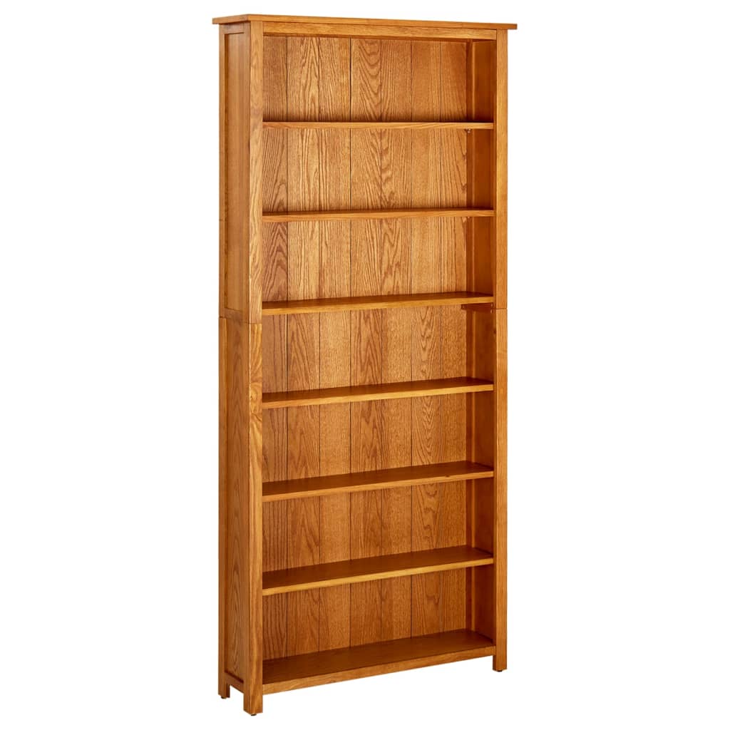 7 - Tier Bookcase 90x22.5x200 cm Solid Oak Wood - Newstart Furniture