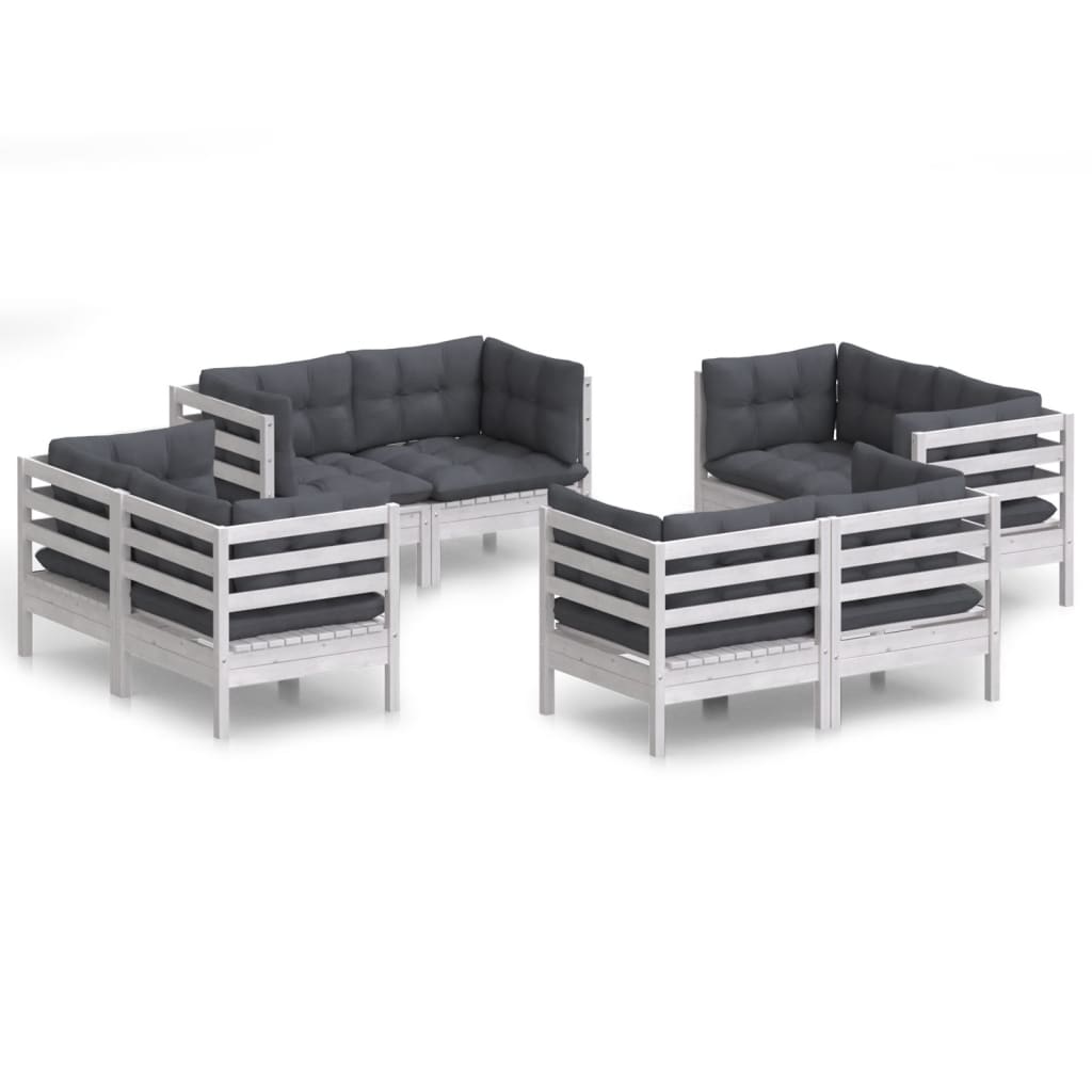 8 Piece Garden Lounge Set with Anthracite Cushions Pinewood - Newstart Furniture