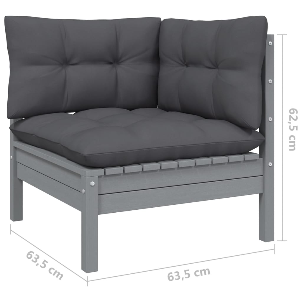 8 Piece Garden Lounge Set with Anthracite Cushions Pinewood - Newstart Furniture