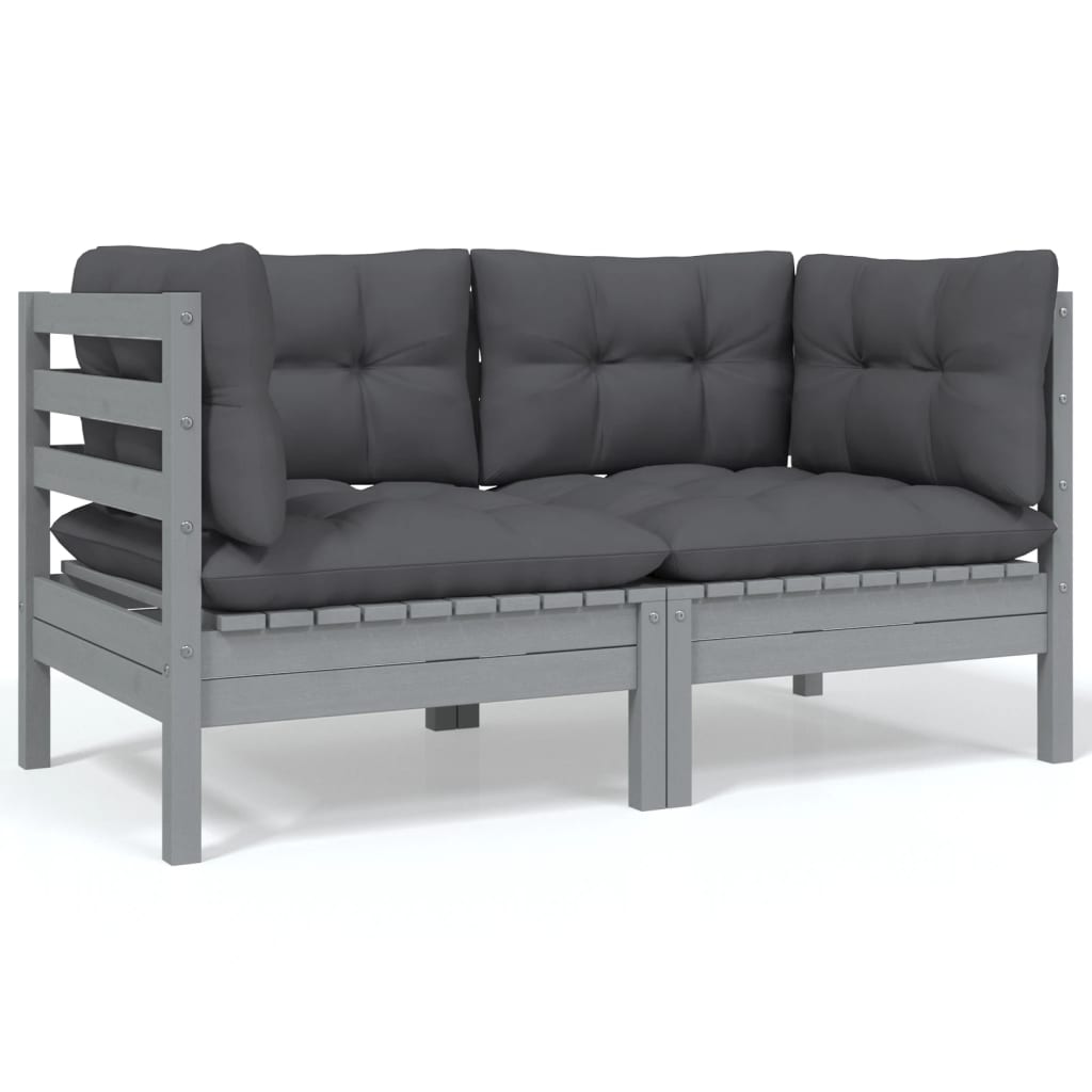 8 Piece Garden Lounge Set with Anthracite Cushions Pinewood - Newstart Furniture