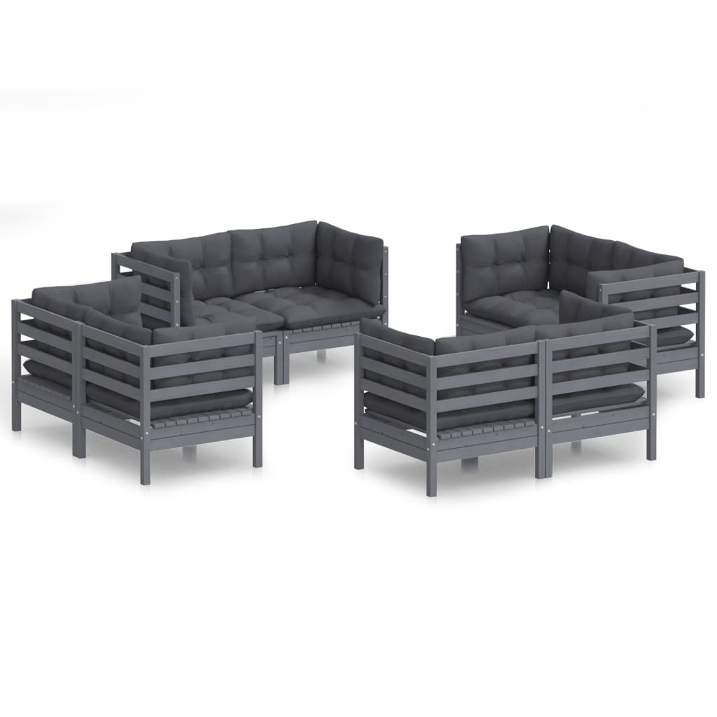 8 Piece Garden Lounge Set with Anthracite Cushions Pinewood - Newstart Furniture