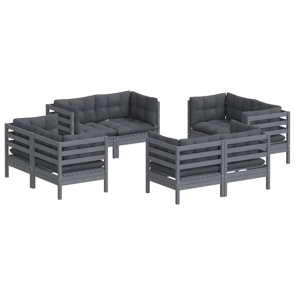 8 Piece Garden Lounge Set with Anthracite Cushions Pinewood - Newstart Furniture