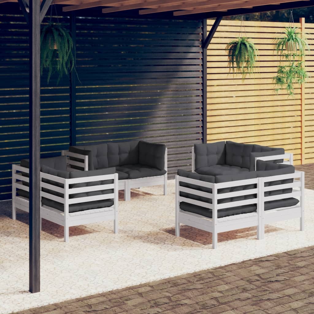 8 Piece Garden Lounge Set with Anthracite Cushions Pinewood - Newstart Furniture