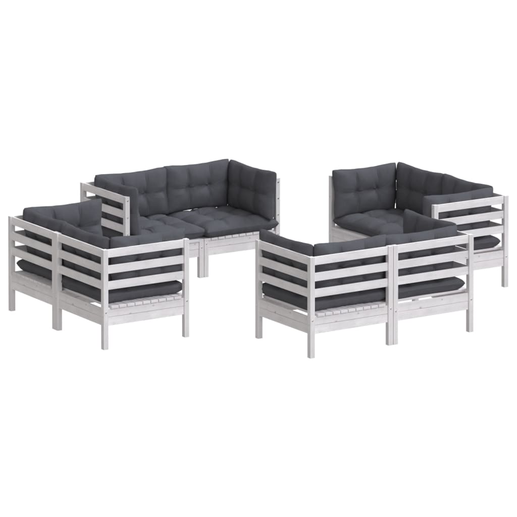 8 Piece Garden Lounge Set with Anthracite Cushions Pinewood - Newstart Furniture