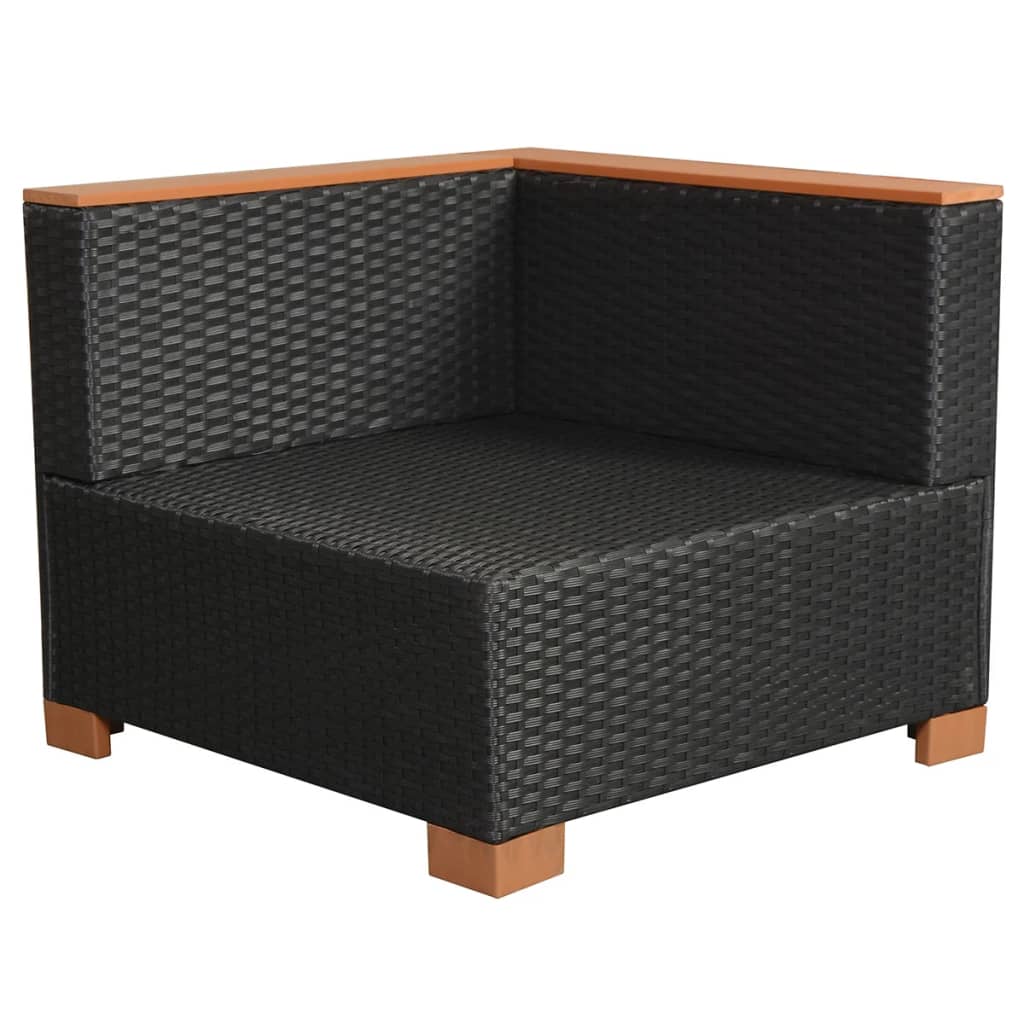 8 Piece Garden Lounge Set with Cushions Poly Rattan Black - Newstart Furniture