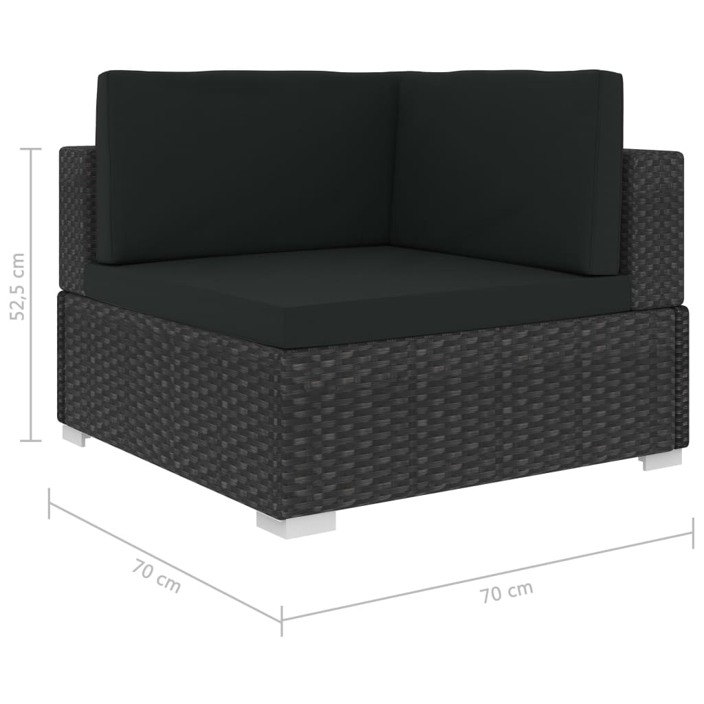 8 Piece Garden Lounge Set with Cushions Poly Rattan Black - Newstart Furniture