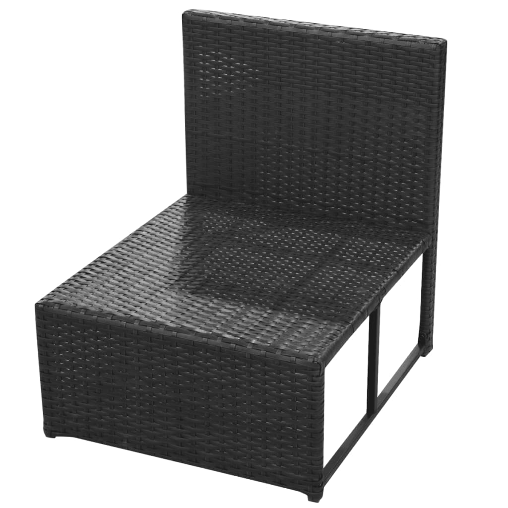 8 Piece Garden Lounge Set with Cushions Poly Rattan Black - Newstart Furniture