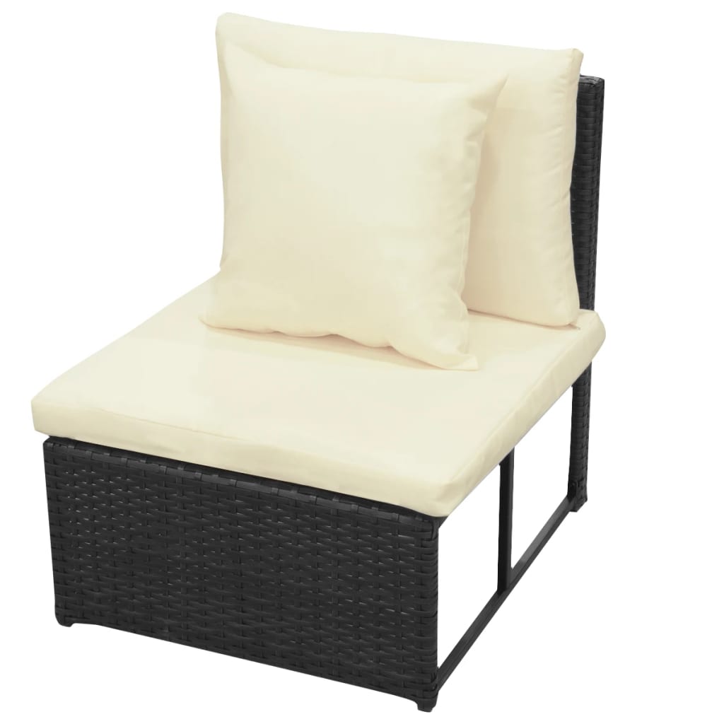 8 Piece Garden Lounge Set with Cushions Poly Rattan Black - Newstart Furniture