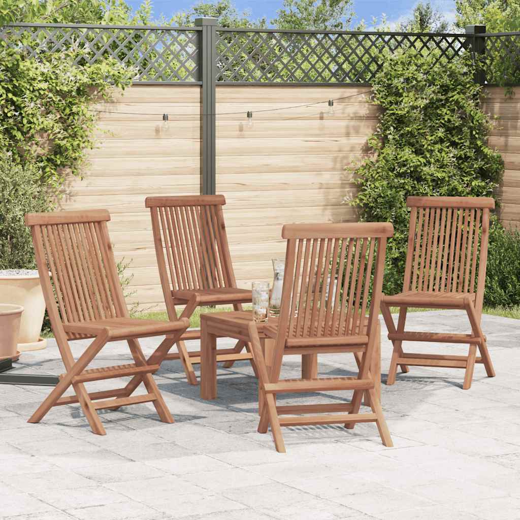 Folding Garden Chairs 4 pcs Solid Teak Wood