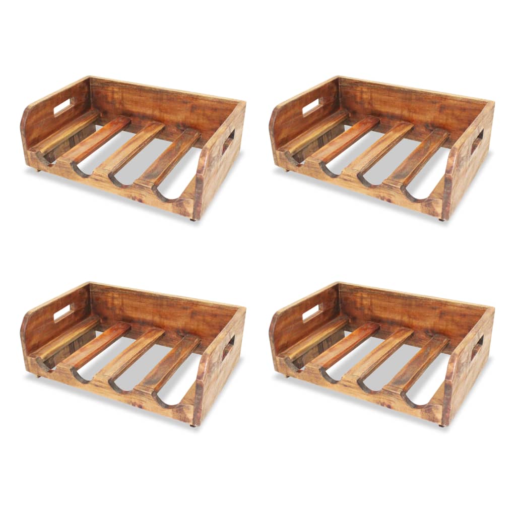 Wine Racks 4 pcs for 16 Bottles Solid Reclaimed Wood