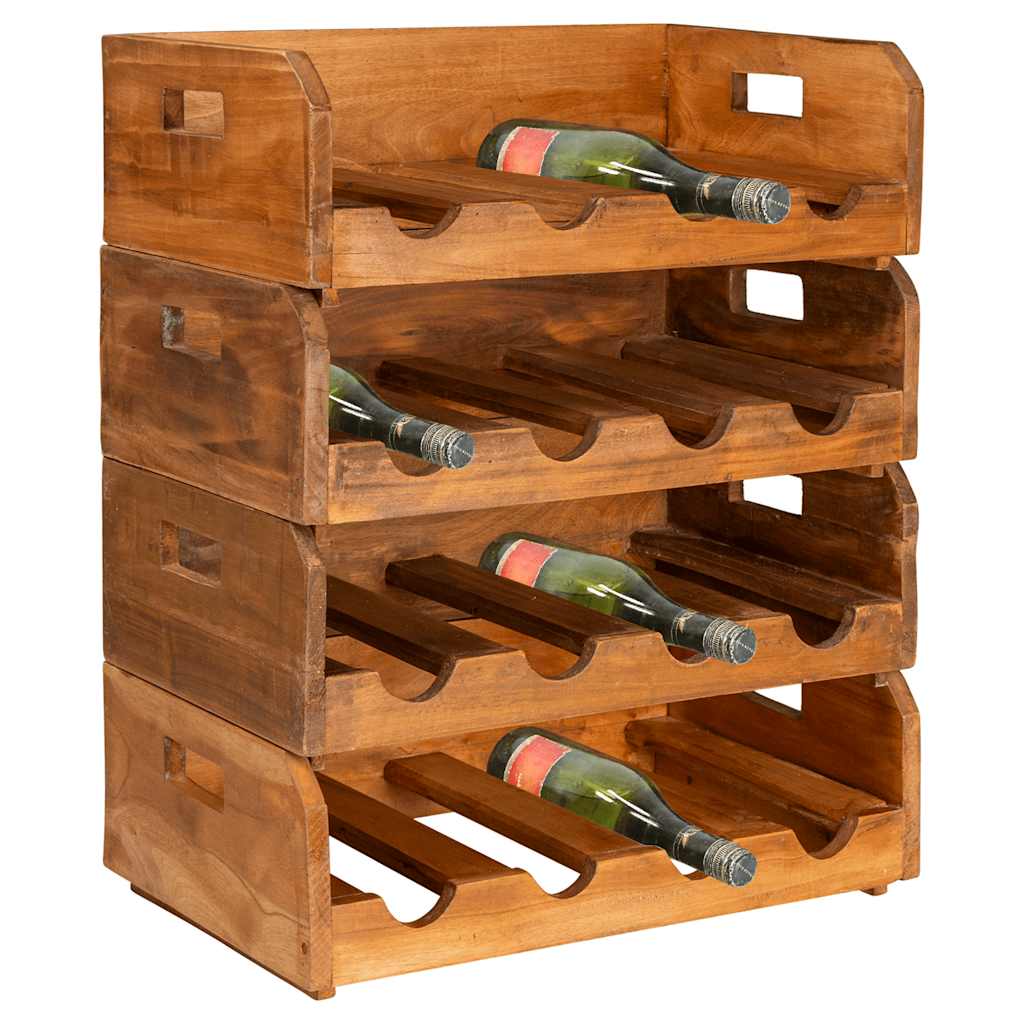 Wine Racks 4 pcs for 16 Bottles Solid Reclaimed Wood