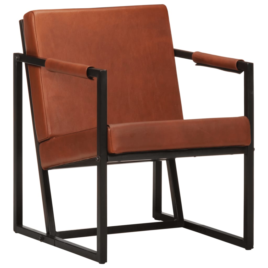 Armchair Brown Real Leather