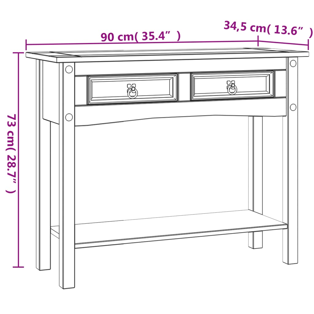 Console Table Mexican Pine Corona Range White 90x34.5x73 cm