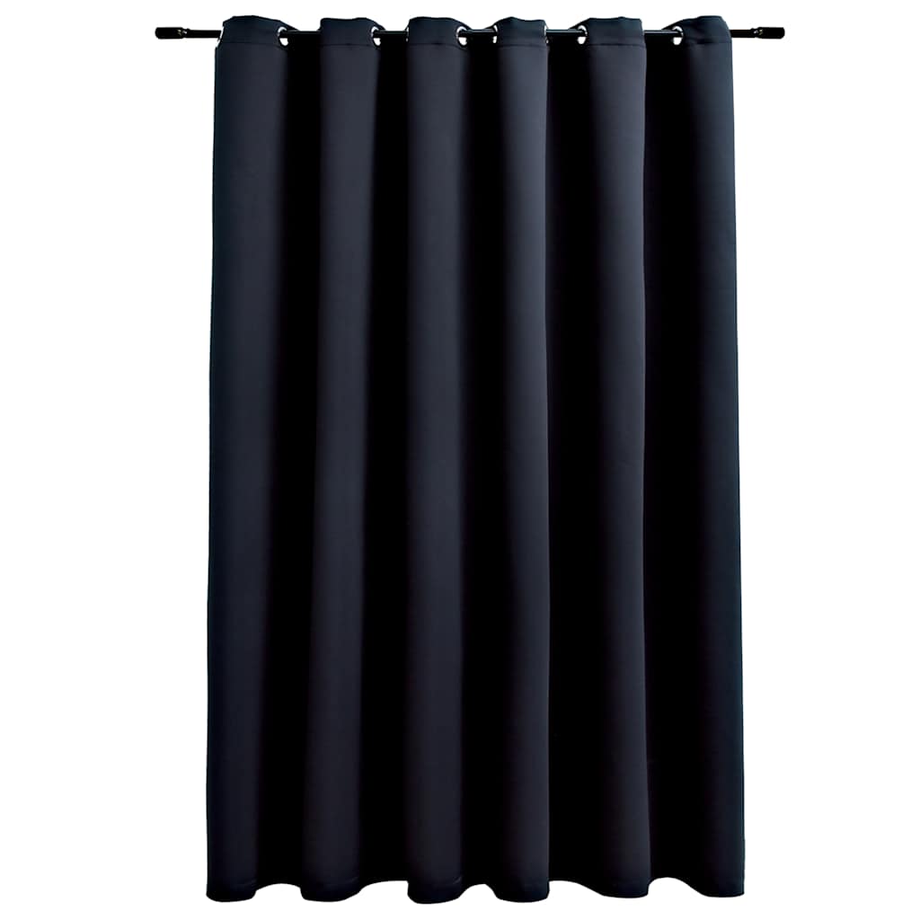 Elegant Black Blackout Curtain with Rings, 290x245 cm