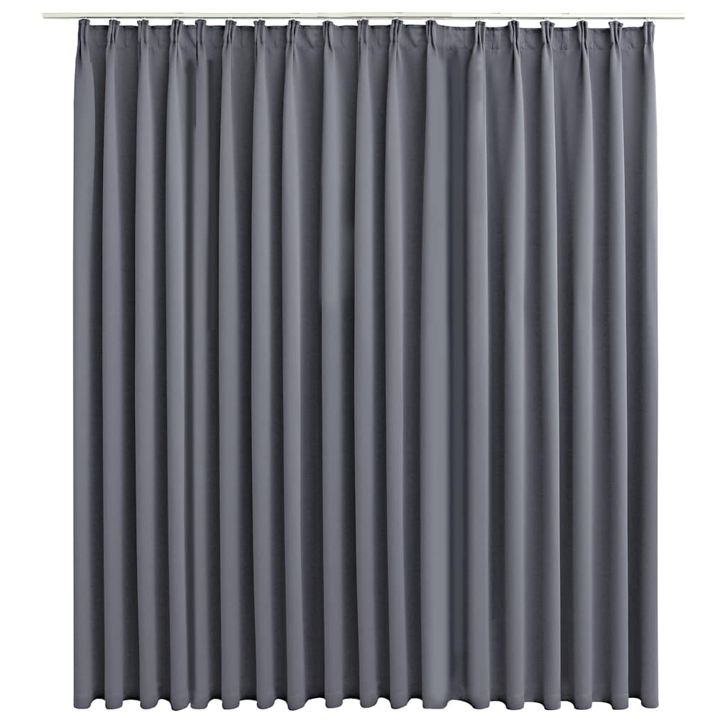 Elegant Grey Blackout Curtain with Hooks (290x245 cm)