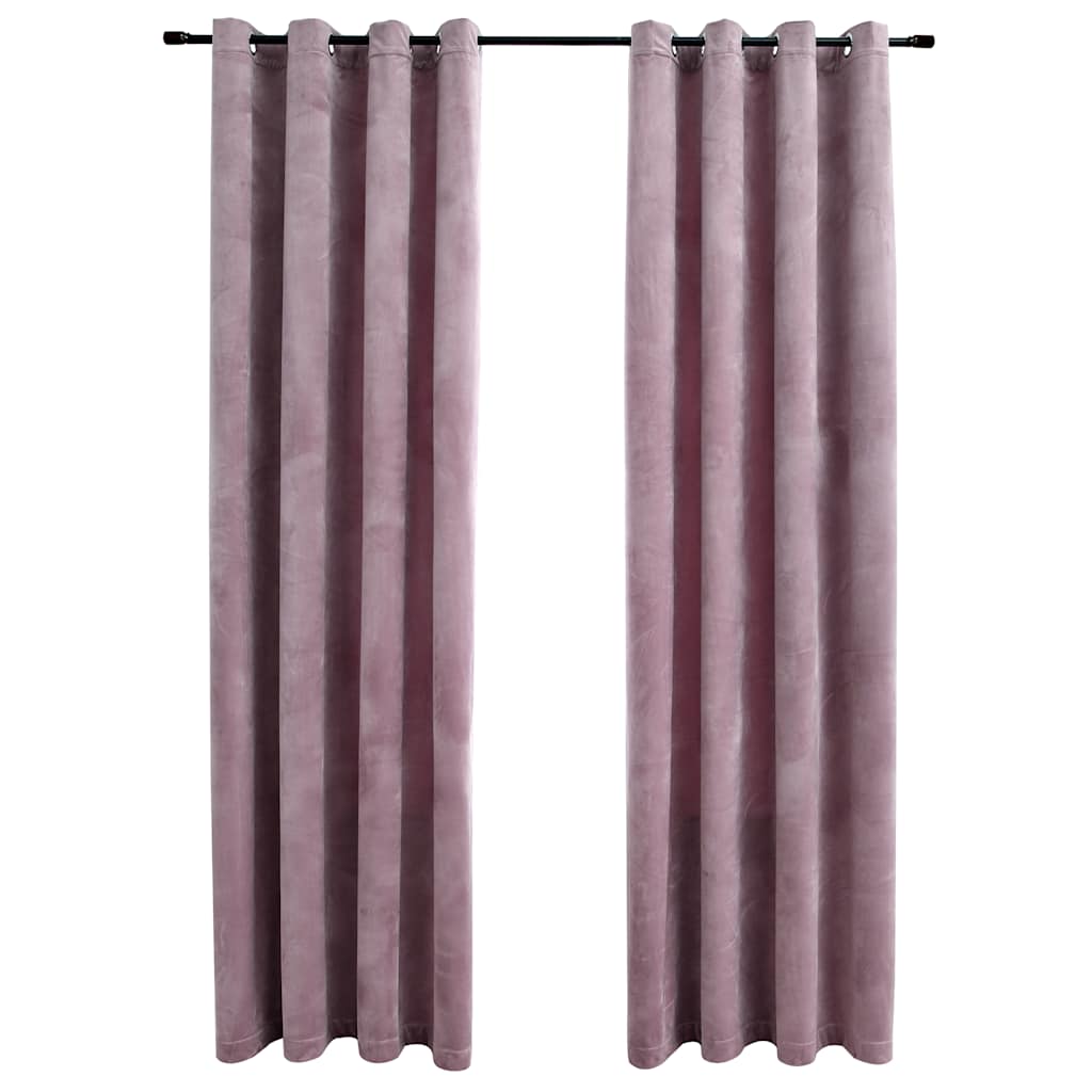 Velvet Blackout Curtains - Antique Pink 140x245cm (Set of 2)