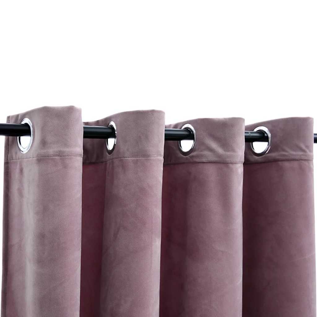 Velvet Blackout Curtains - Antique Pink 140x245cm (Set of 2)