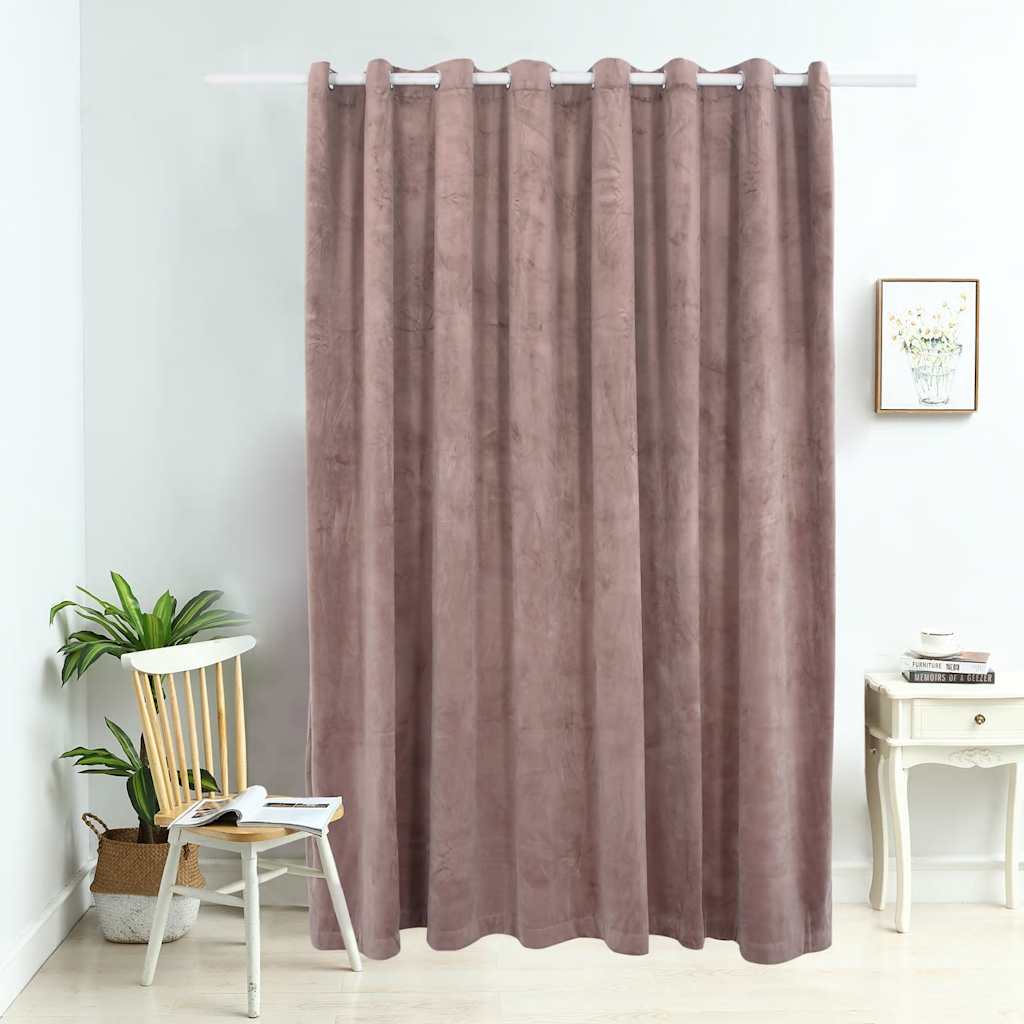 Velvet Blackout Curtain with Rings - Antique Pink 290x245 cm