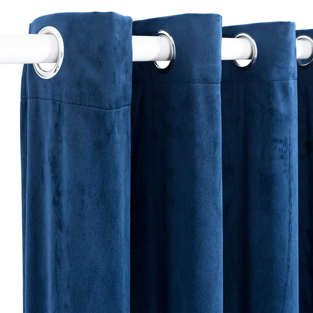 Luxe Velvet Blackout Curtains with Rings - Dark Blue 290x245cm