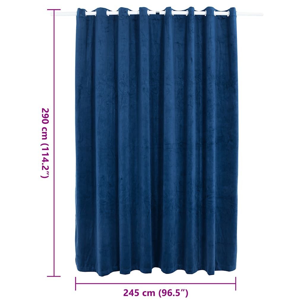 Luxe Velvet Blackout Curtains with Rings - Dark Blue 290x245cm