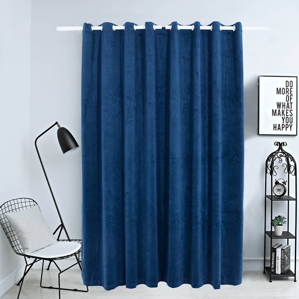 Luxe Velvet Blackout Curtains with Rings - Dark Blue 290x245cm