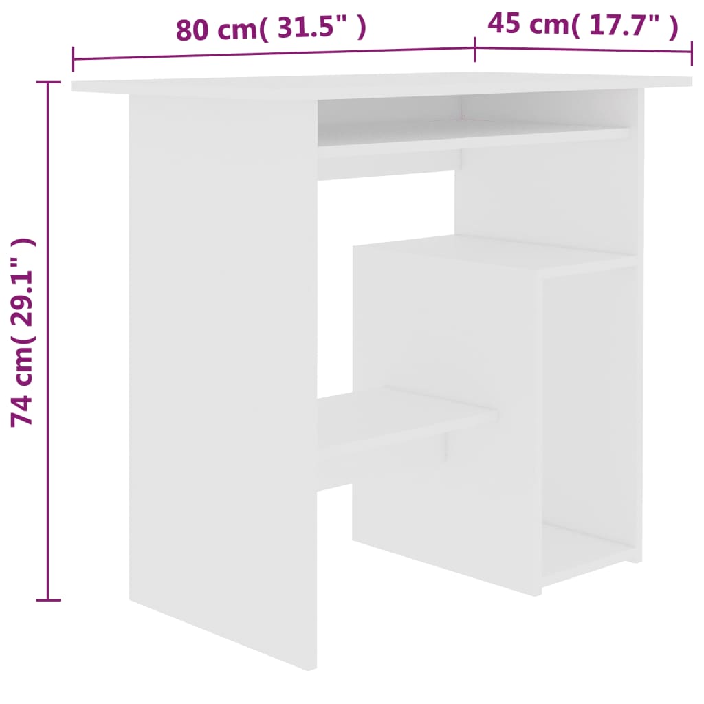 Compact White Engineered Wood Desk with Keyboard Tray