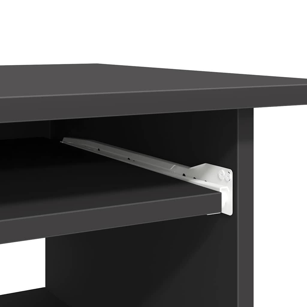 Compact Grey Engineered Wood Desk with Keyboard Tray