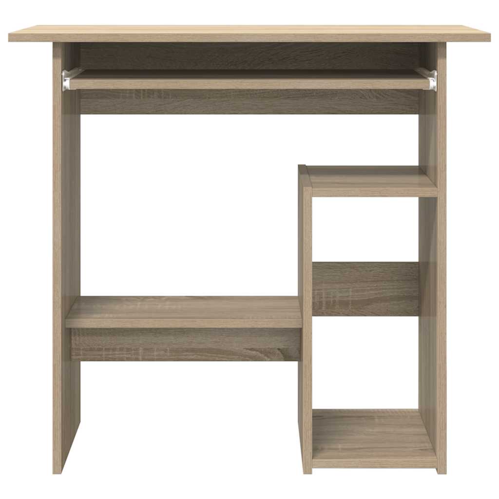 Compact Sonoma Oak Desk with Keyboard Tray & PC Shelf