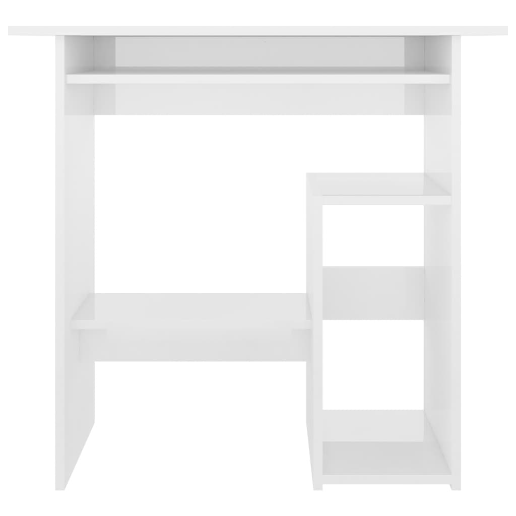 High Gloss White Compact Desk with Keyboard Tray | 80cm