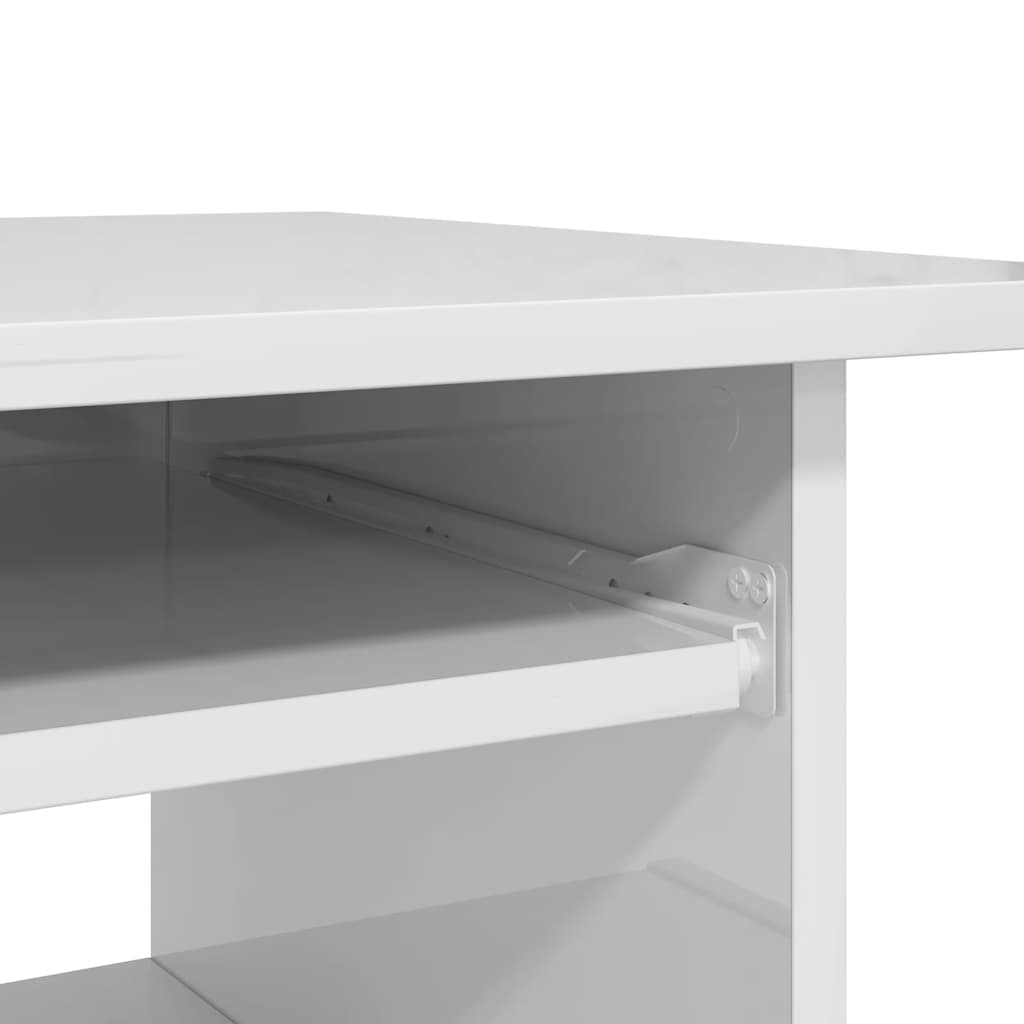 High Gloss White Compact Desk with Keyboard Tray | 80cm