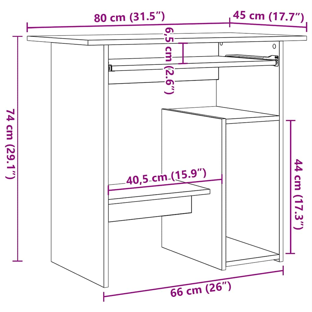 High Gloss White Compact Desk with Keyboard Tray | 80cm