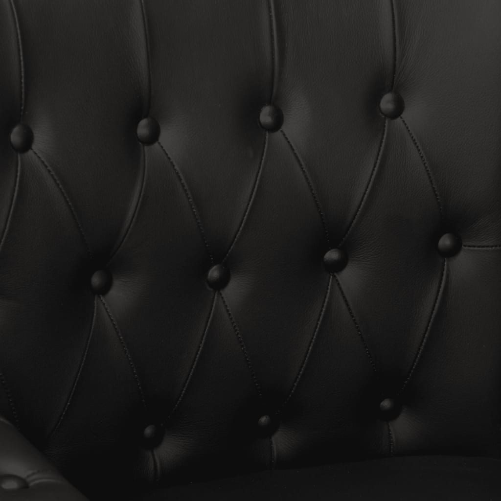 Vintage Black Goat Leather Armchair | Mango Wood Legs