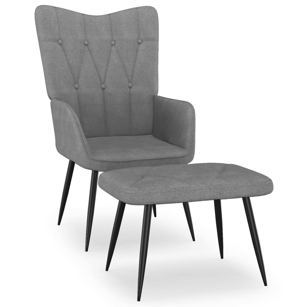 Relaxing Chair with a Stool Dark Grey Fabric