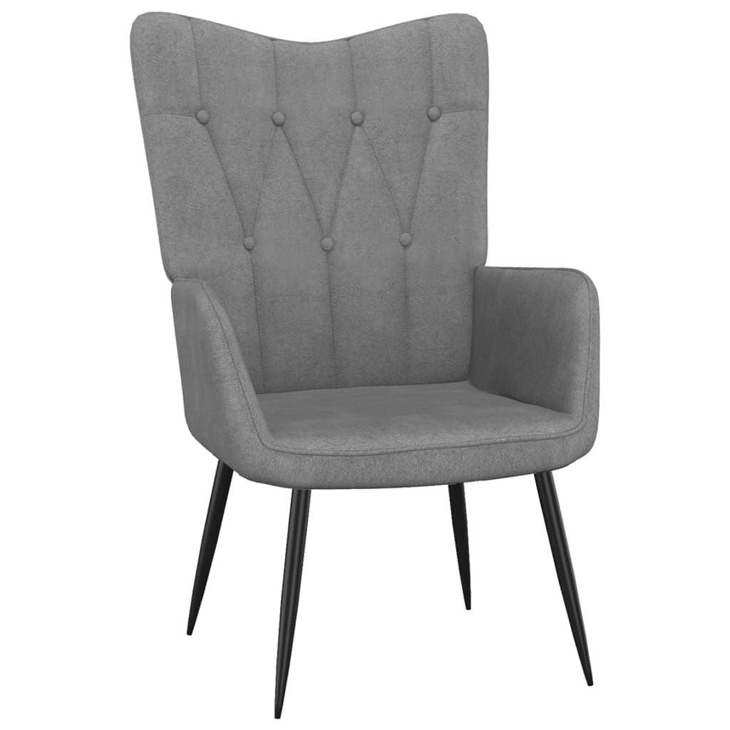 Relaxing Chair with a Stool Dark Grey Fabric