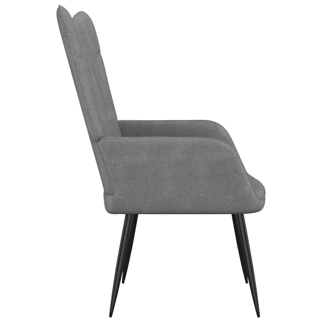 Relaxing Chair with a Stool Dark Grey Fabric