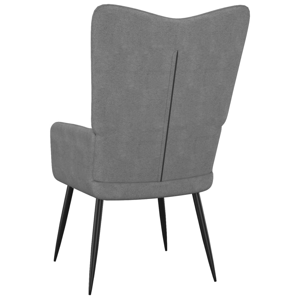 Relaxing Chair with a Stool Dark Grey Fabric