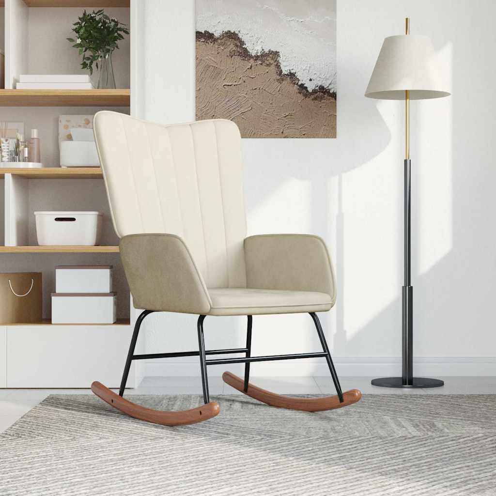 Rocking Chair Cream White Velvet