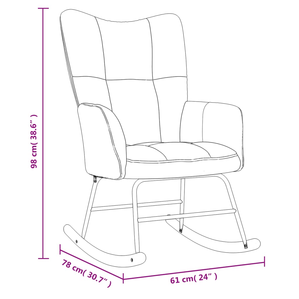 Elegant Light Grey Velvet Rocking Chair with Matching Stool