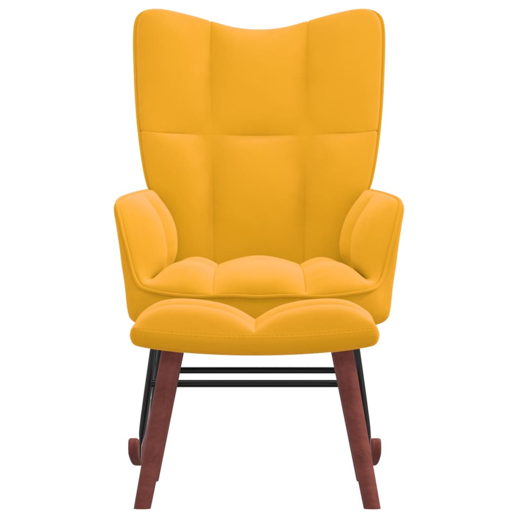 Velvet Rocking Chair with Stool - Mustard Yellow Comfort Set