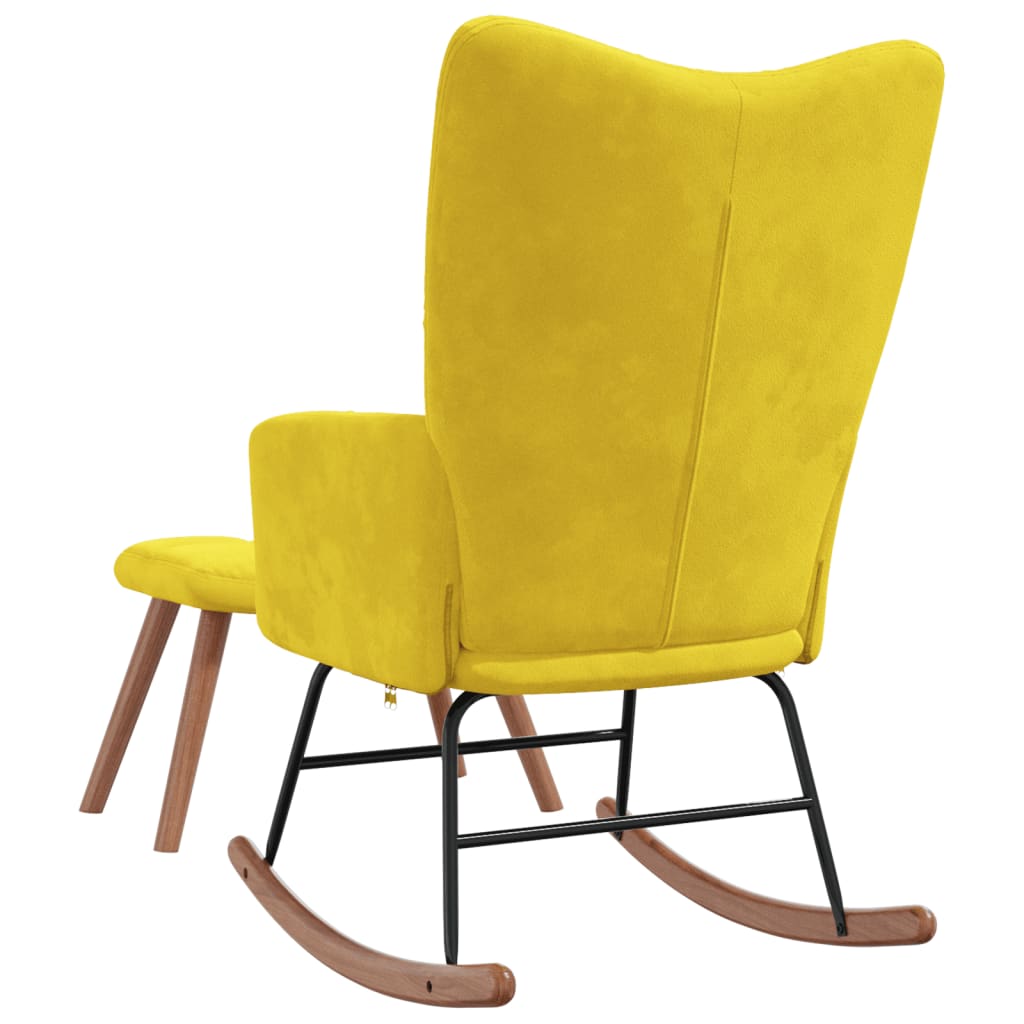 Velvet Rocking Chair with Stool - Mustard Yellow Comfort Set