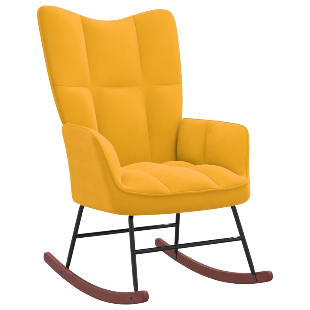 Velvet Rocking Chair with Stool - Mustard Yellow Comfort Set