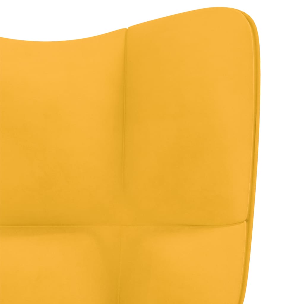 Velvet Rocking Chair with Stool - Mustard Yellow Comfort Set