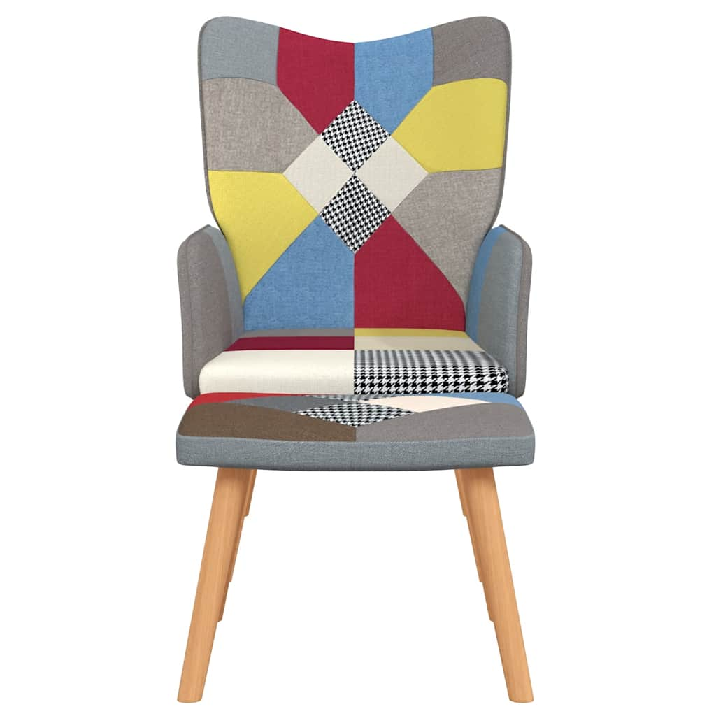 Colorful Patchwork Relaxing Chair with Stool Set