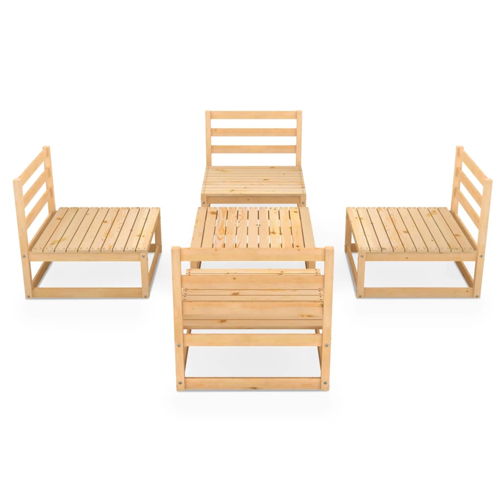 5 Piece Garden Lounge Set Solid Pinewood