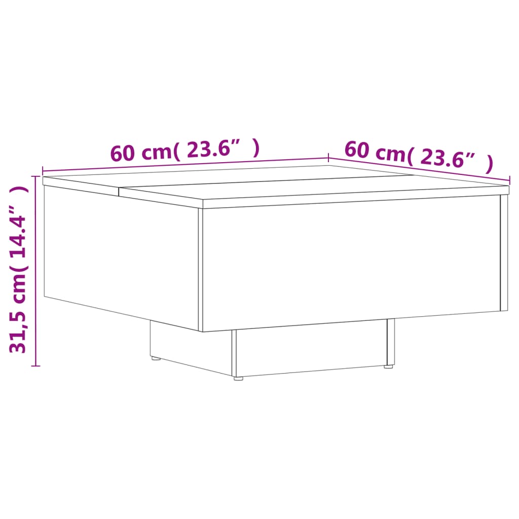 Coffee Table White 60x60x31.5 cm Engineered Wood