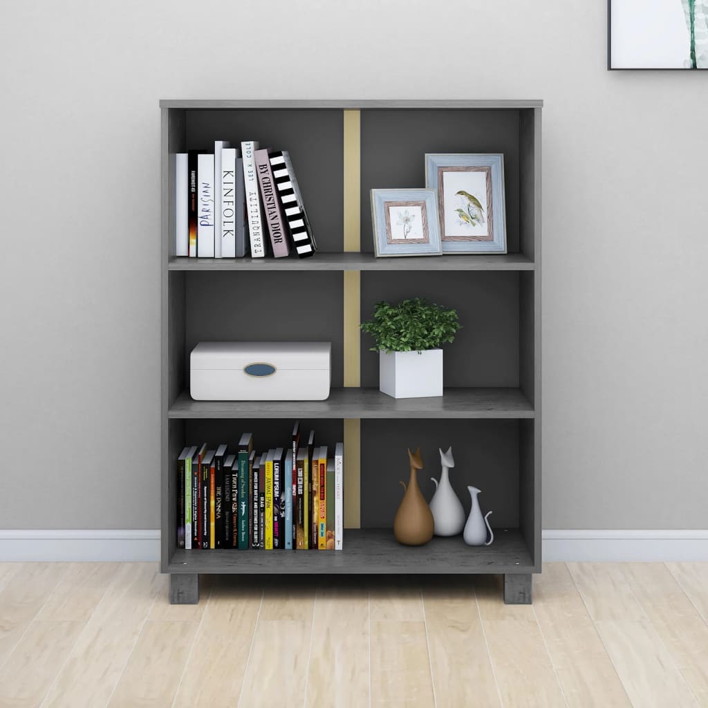 Book Cabinet "HAMAR" Dark Grey  85x35x112 cm Solid Wood Pine