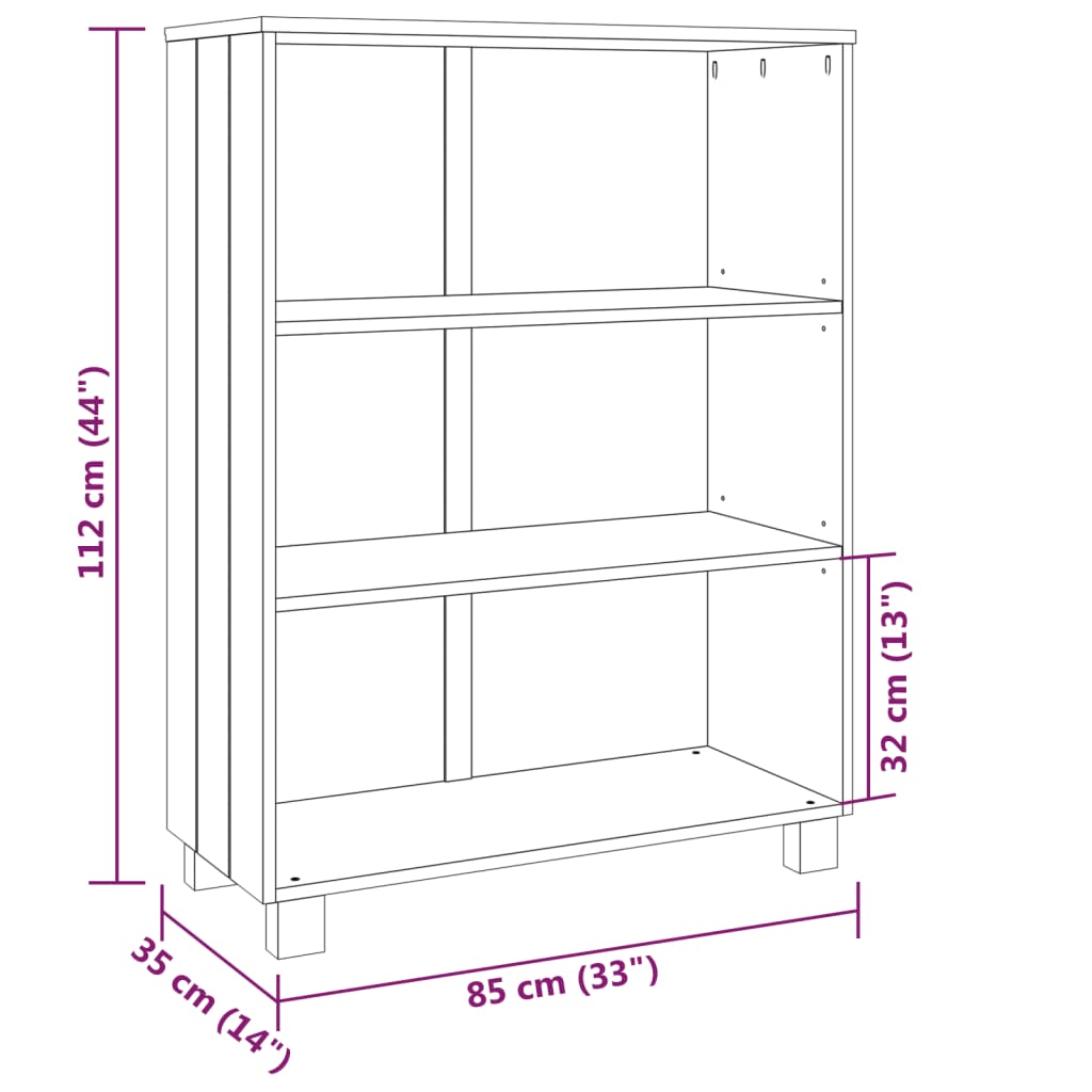 Book Cabinet "HAMAR" Light  Grey  85x35x112 cm Solid Wood Pine