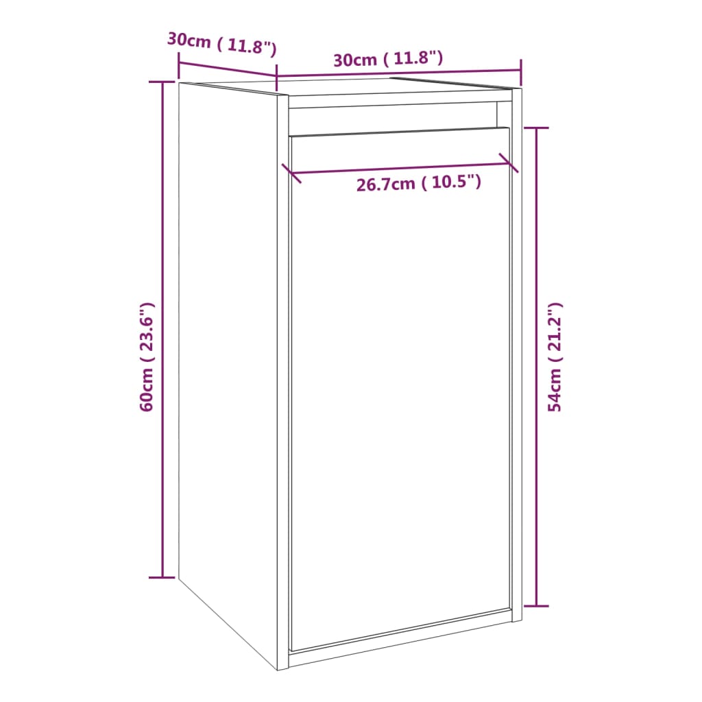 Wall Cabinet 30x30x60 cm Solid Wood Pine